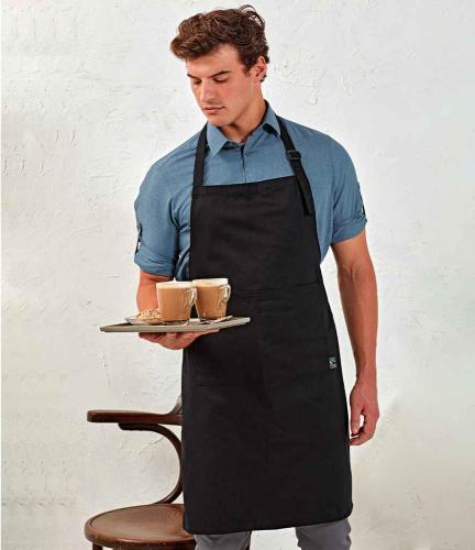 Premier Fairtrade Organic Cotton Bib Apron - BLK - ONE